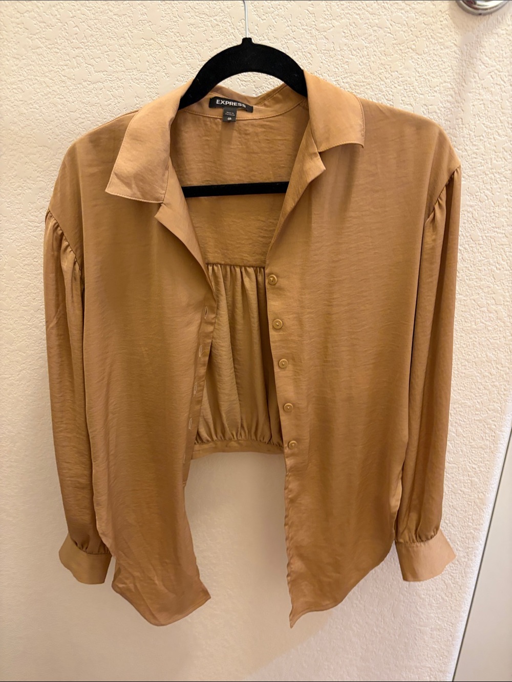 Express caramel button-front collared shirt